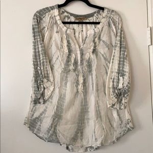 Tie-Dye Blouse with Button Detail & Cording